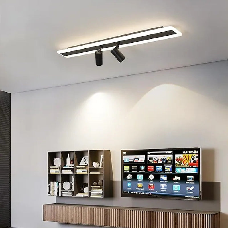 Minimalist Matte Black Double Linear Ceiling Spotlight