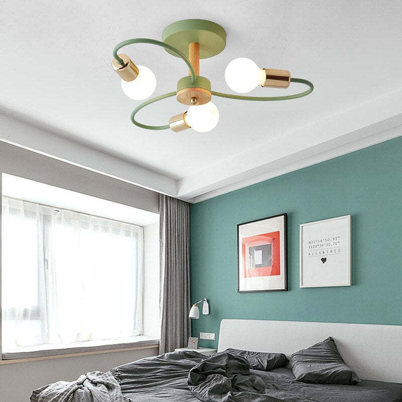 Green Grey Ceiling Flush Light Glass And Metal Elegant