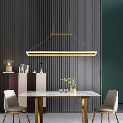 Ambient Glow Rectangular Gold Coffee Pendant Light