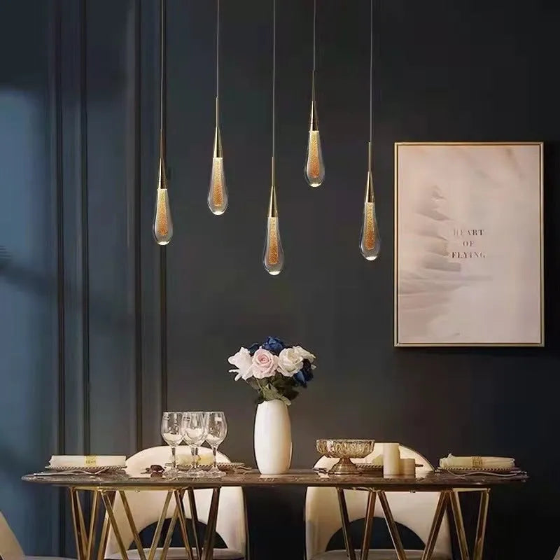 Ambient Glow Gold Crystal Pendant Light