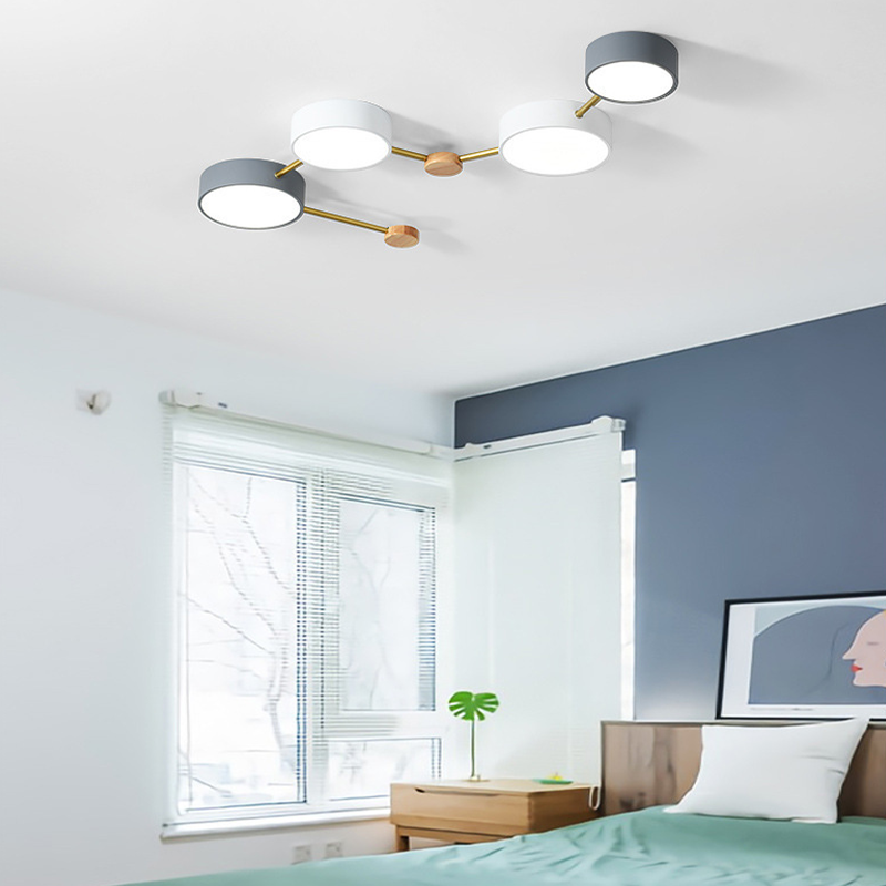 Living Room And Bedroom Modern LED Ceiling Light With Wood Accent