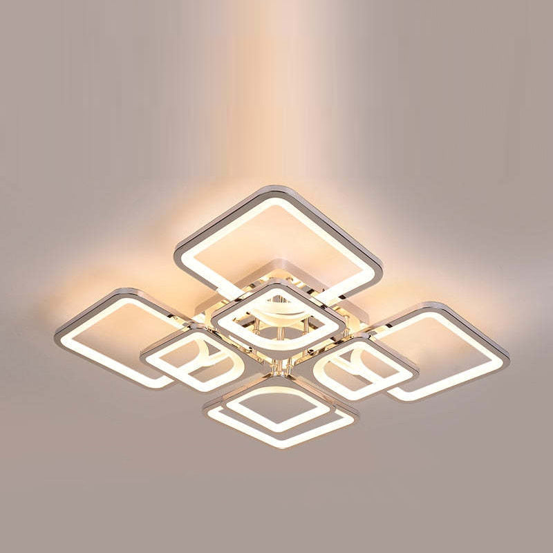 Acrylic And Metal LED Luxe Square Flush Mount Ceiling Light
