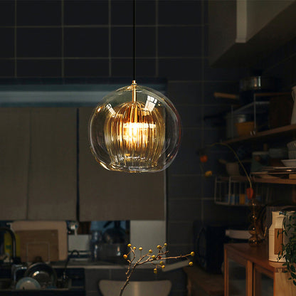 Modern Ambience Clear Or Amber Glass Globe Pendant Light