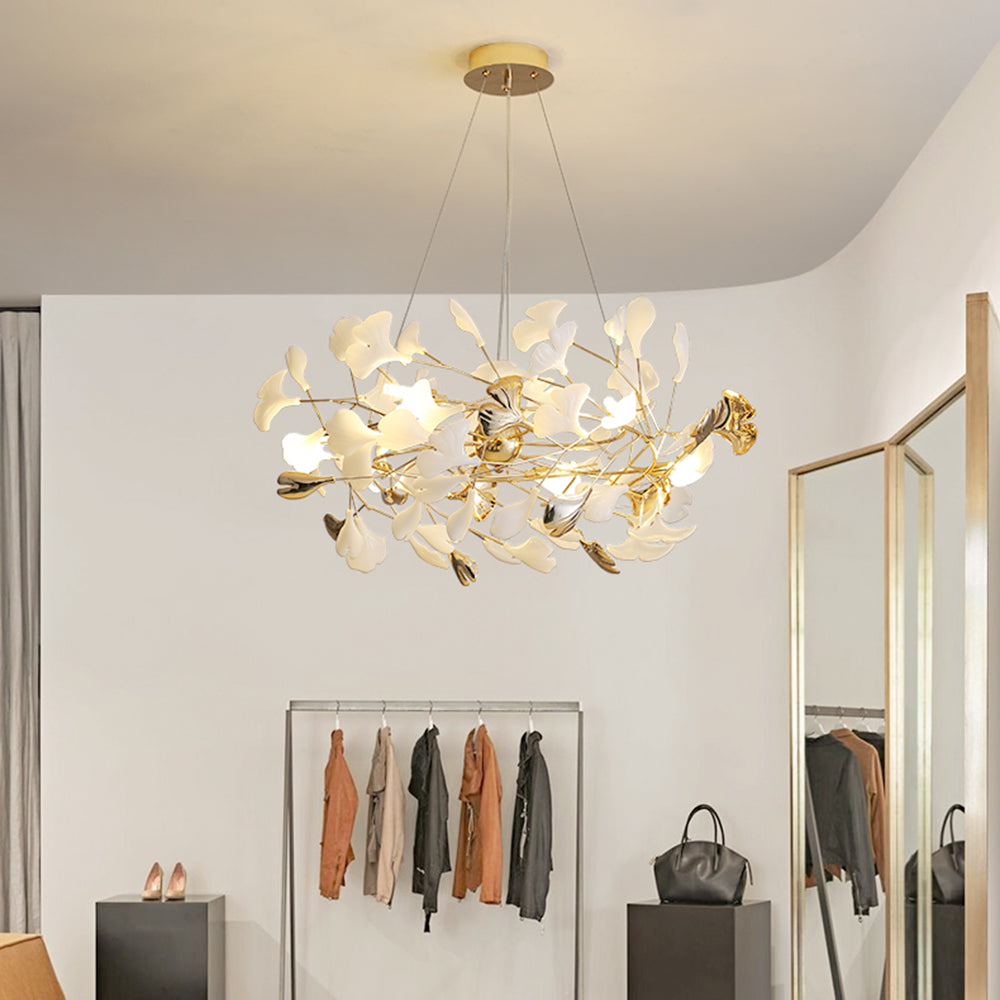 Pendant Light With Warm Illumination Ginkgo Leaf