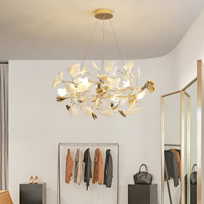 Pendant Light With Warm Illumination Ginkgo Leaf