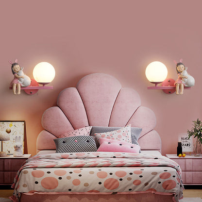 White and Pink Aria Glass and Metal Wall Light