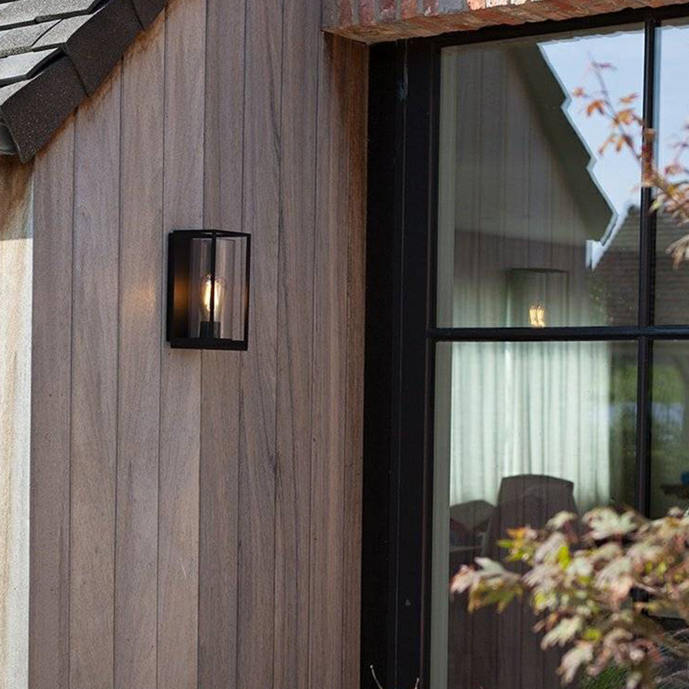 Outdoor Wall Light Rectangular Modern Black Metal
