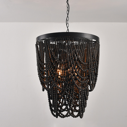 Subtle LED Glow Pendant Light With Boho Wood and Metal