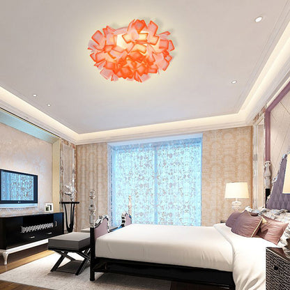 Seven Colour Options Flush Mount Ceiling Light With Floral Art Deco