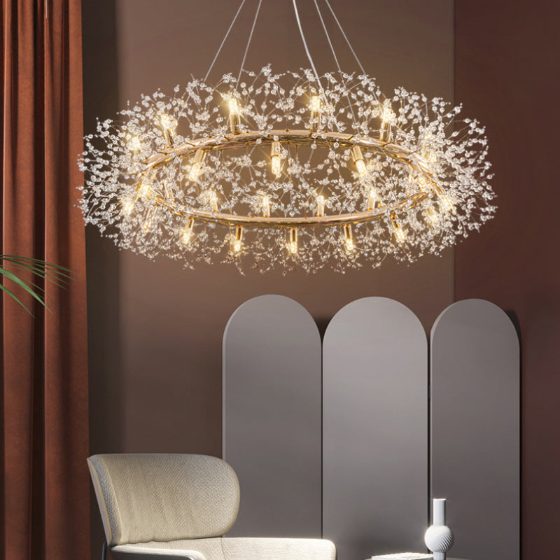 Warm Ambient Glow Dandelion Crystal LED Pendant Light