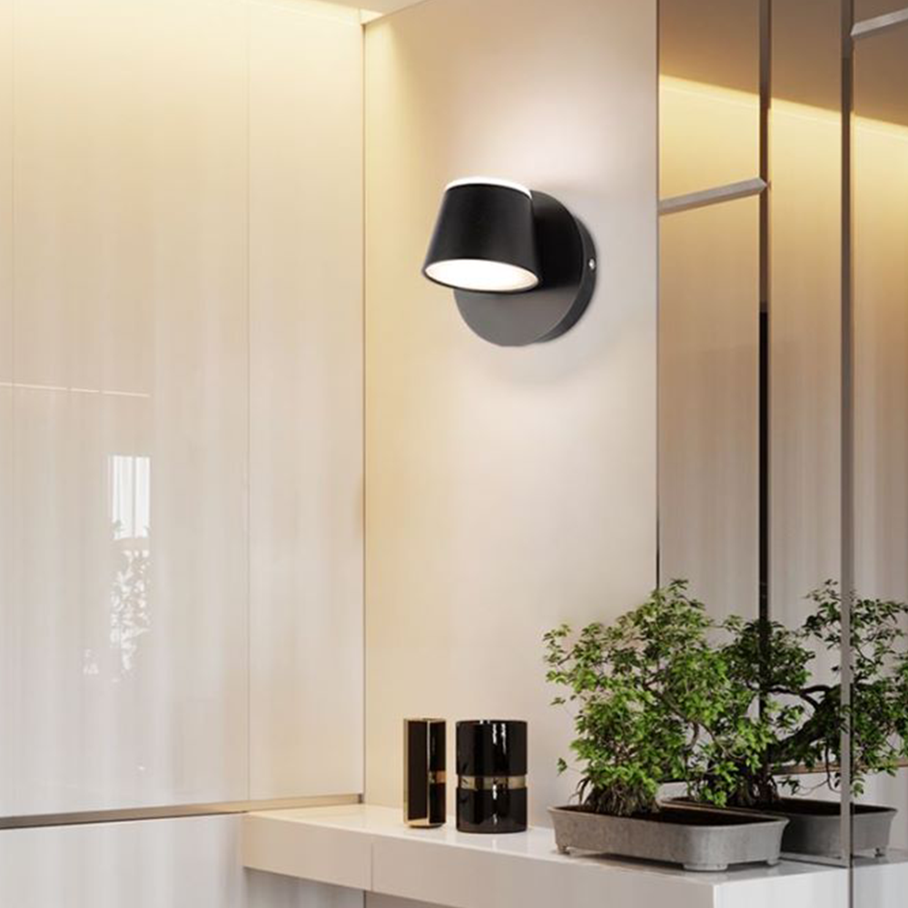 Black Matte Cylindrical Front Mirror Wall Light