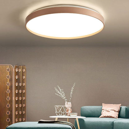 White Grey Gold Finish Dimmable Round Metal Flush Mount Ceiling Light