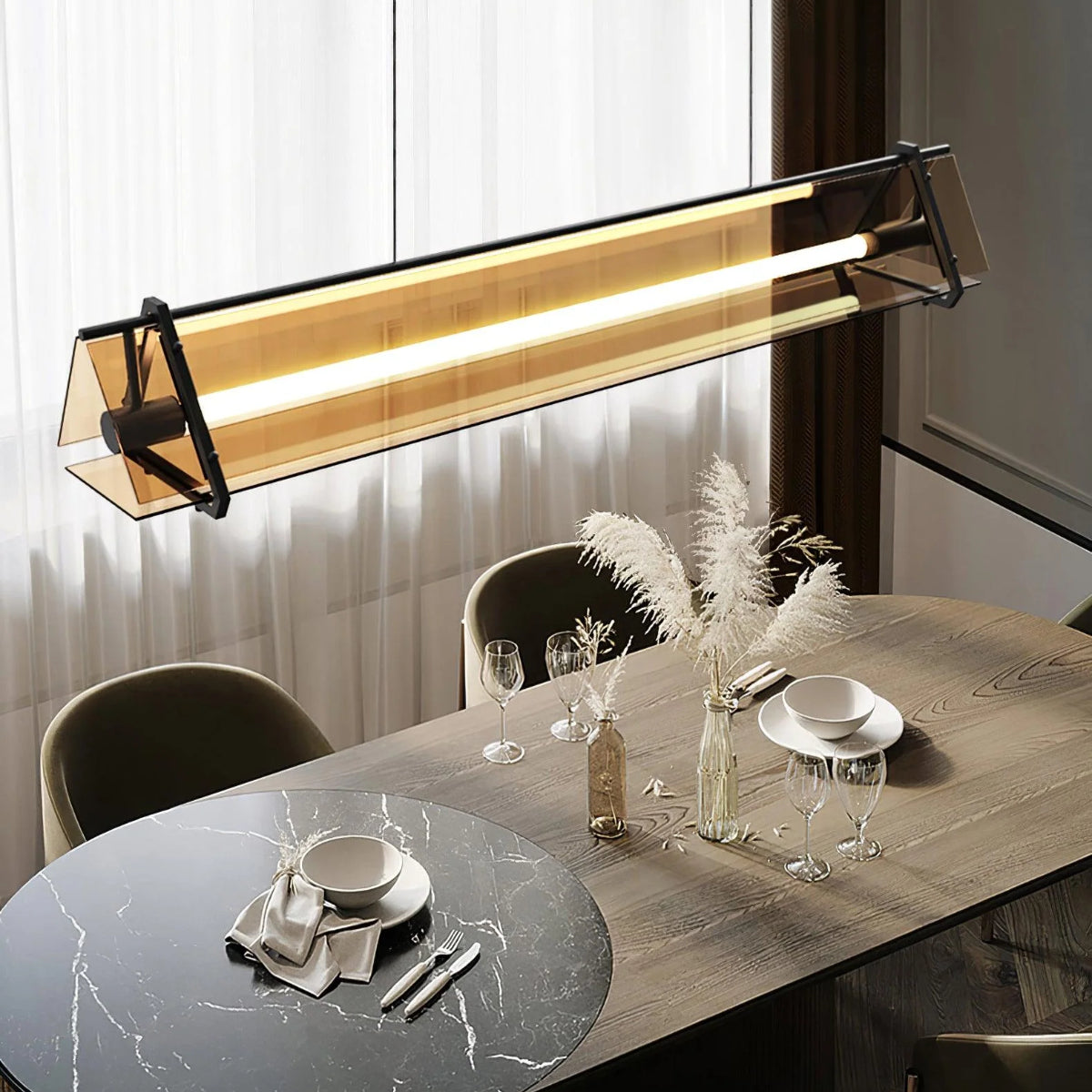 Warm Gold Premium Industrial Triangle Pendant Light