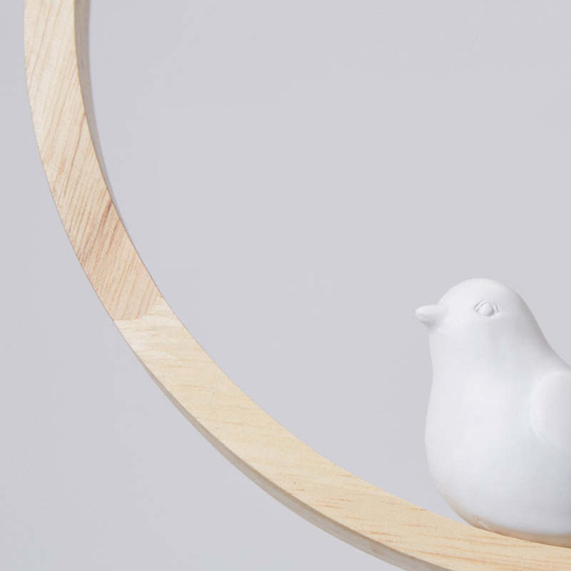 Milky Glass Shade Pendant Light With Oak Wood