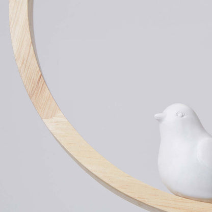 Milky Glass Shade Pendant Light With Oak Wood