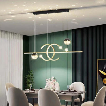 Starry Sky Glow Gold Black Double C Pendant Light