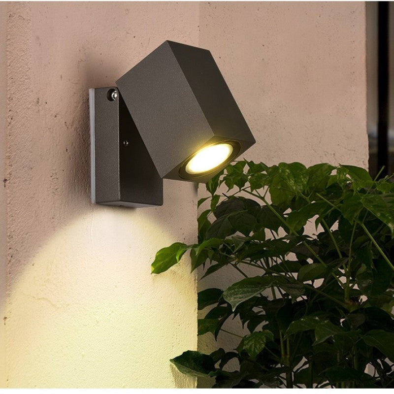 Black Rotating Outdoor Metal Wall Spotlight