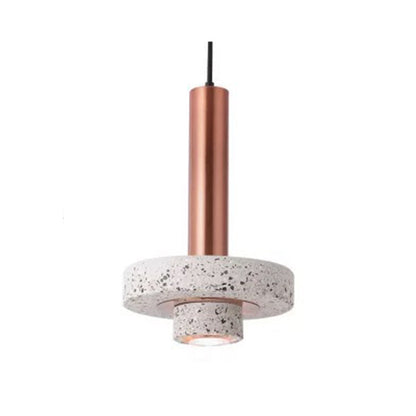 Art Deco Pendant Light With Terrazzo Accents And Colorful LED
