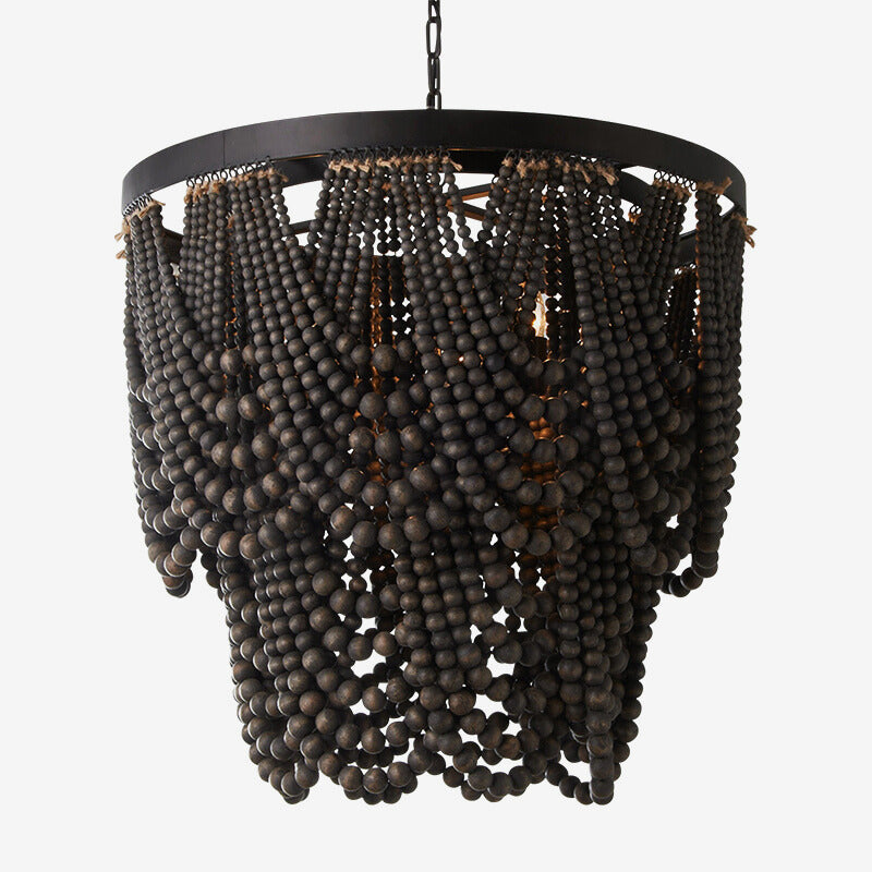 Subtle LED Glow Pendant Light With Boho Wood and Metal