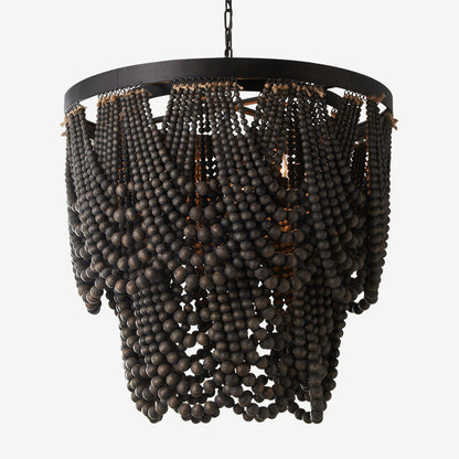 Subtle LED Glow Pendant Light With Boho Wood and Metal