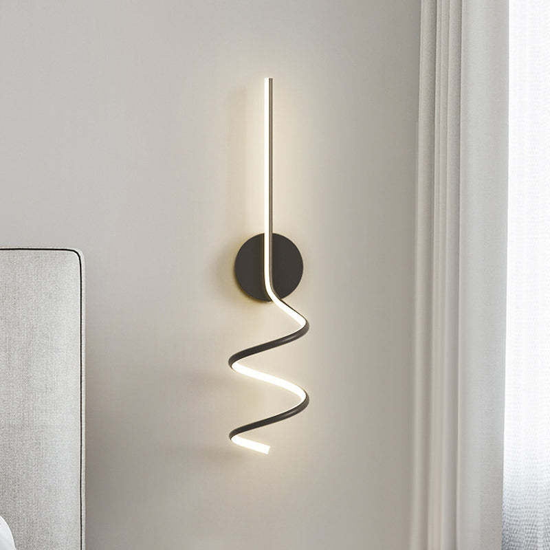Matte Black And White Spiral LED Art Wall Light