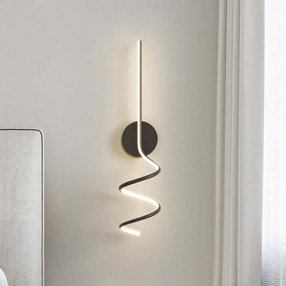 Matte Black And White Spiral LED Art Wall Light
