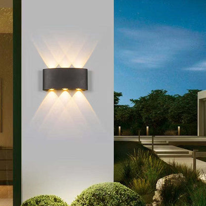 Metal Black And White Waterwave Finish Rectangular Outdoor Wall Light