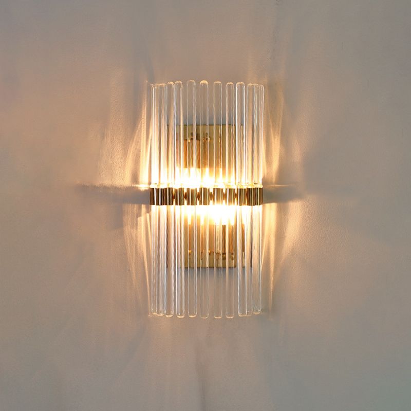 Modern Metal Cylinder Gold Crystal Wall Light