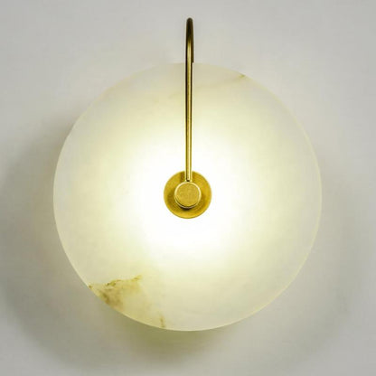 Gold And Black Finish Round Marble Bedside Wall Light