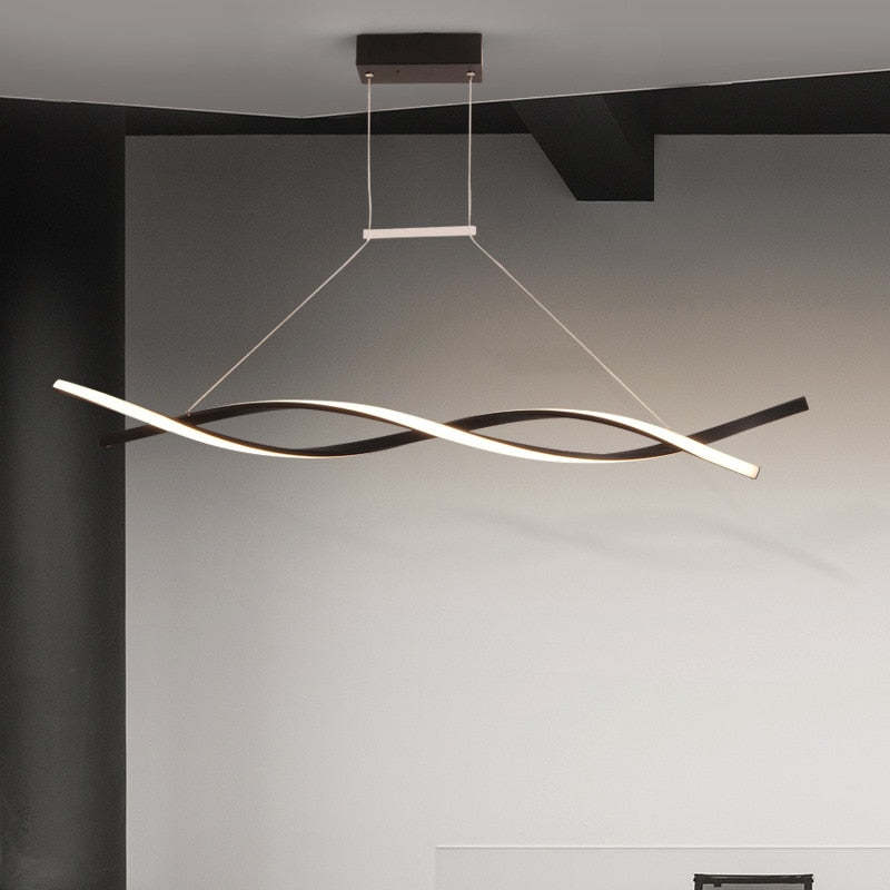 Pendant Light Durable Metal Linear Double Wave