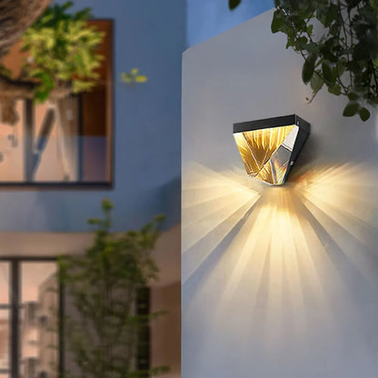 Gold and Black Metal Outdoor Crystal Diamond Wall Light