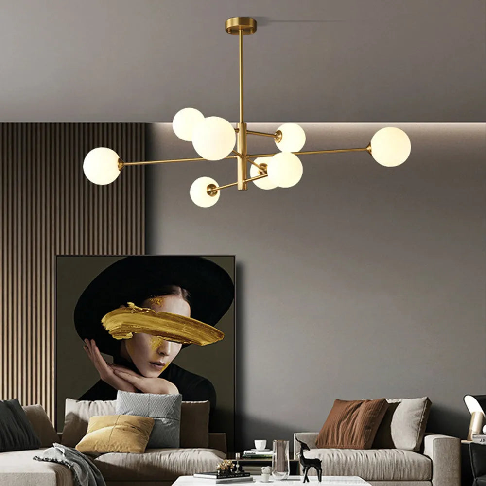 Pendant Light in Modern Copper and Black Glass Shade