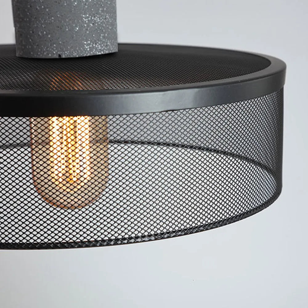 Concrete Top Industrial Cylindrical Pendant Light