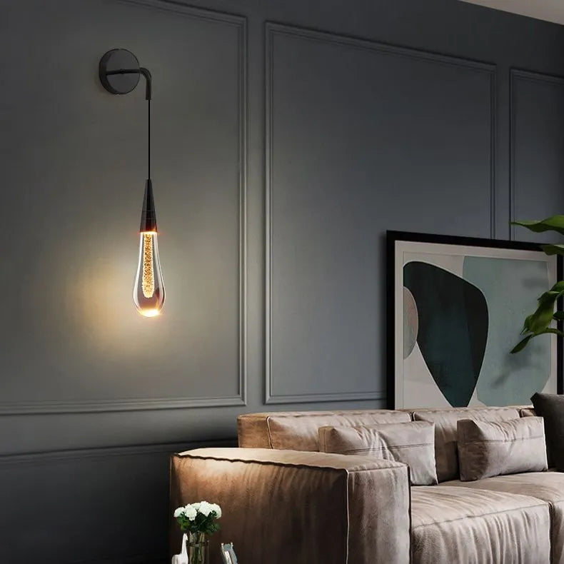 Black And Gold Water Drop Wall Light With Three Colour Settings
