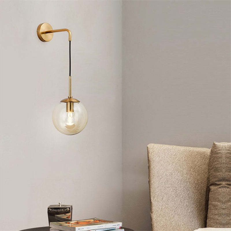 Single Head Nordic Glass Ball LED Wall Reading Lamp