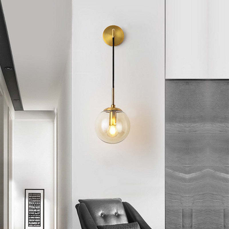 Single Head Nordic Glass Ball LED Wall Reading Lamp
