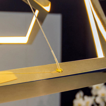 Gold Finish Geometric Metal Pendant Light