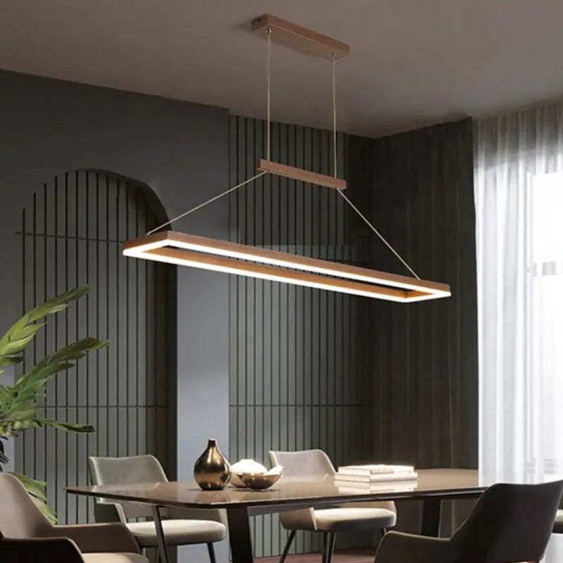 Ambient Glow Rectangular Gold Coffee Pendant Light