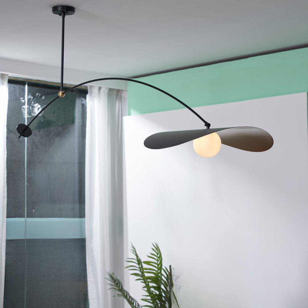 Black and Gold Minimalist Lotus Metal Pendant Light Arisha