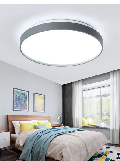 White Grey Gold Finish Dimmable Round Metal Flush Mount Ceiling Light