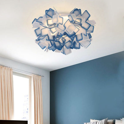 Seven Colour Options Flush Mount Ceiling Light With Floral Art Deco
