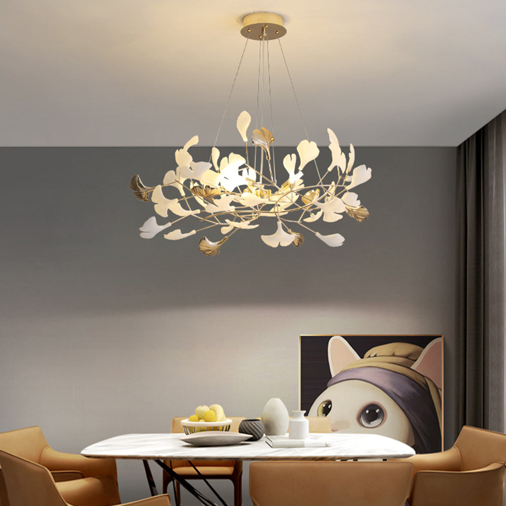 Pendant Light With Warm Illumination Ginkgo Leaf