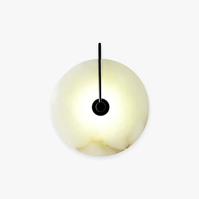 Gold And Black Finish Round Marble Bedside Wall Light