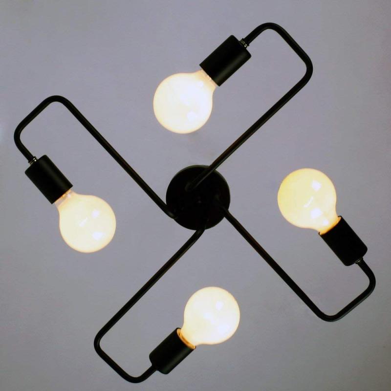 Industrial Modern Vintage Flush Mount Black Ceiling Light