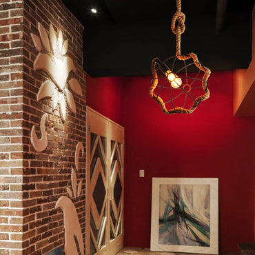 With Rope Accent Retro LED Pendant Light