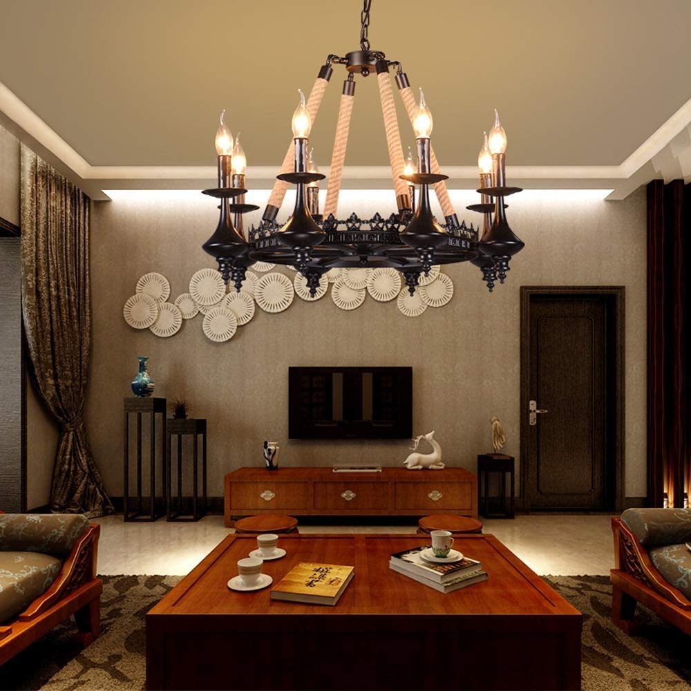 Bold Ambience Industrial Rope LED Pendant Chandelier