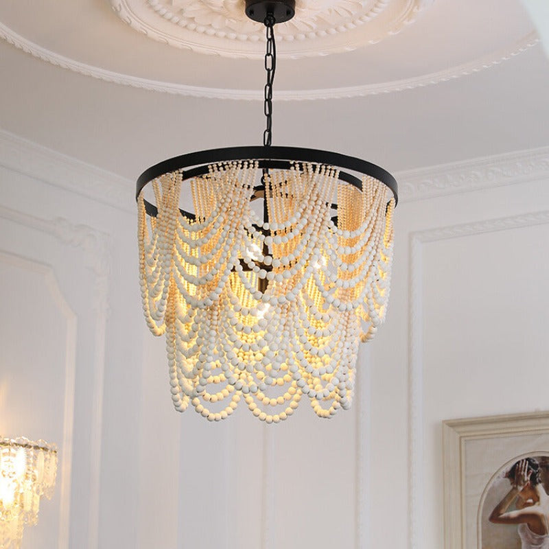 Subtle LED Glow Pendant Light With Boho Wood and Metal