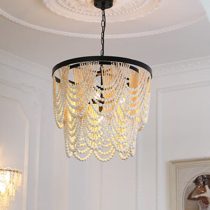 Subtle LED Glow Pendant Light With Boho Wood and Metal