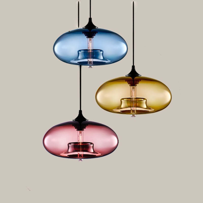 Warm Ambient Glow Bread Shaped Glass Pendant Light