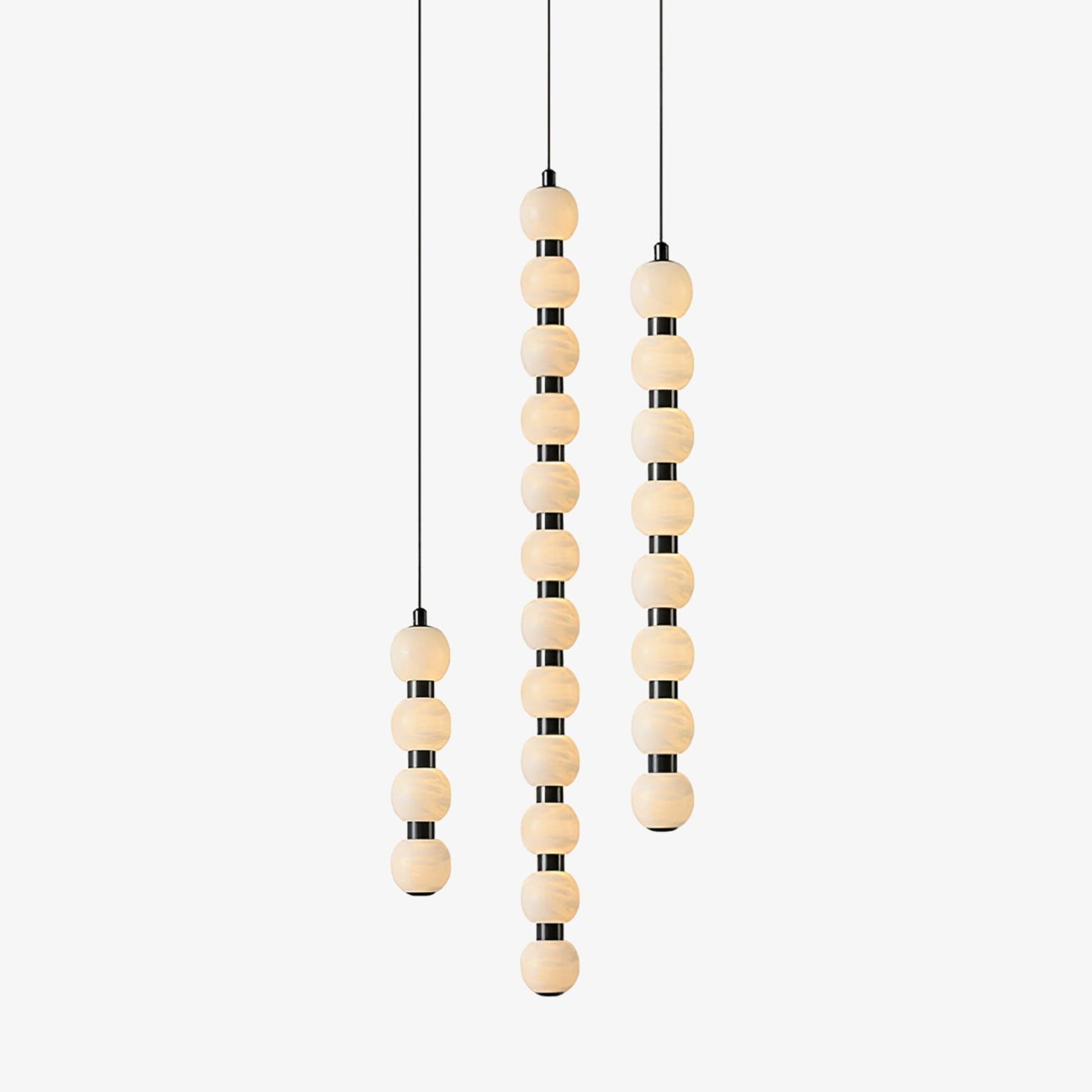 Warm Glow Alabaster Lyra Pendant Light For Stairs